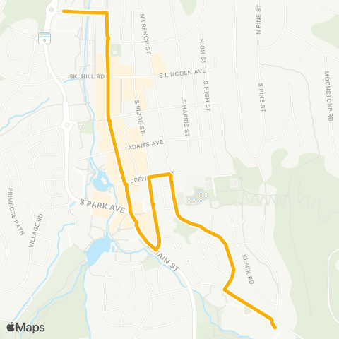 Breck Free Ride serving Main St, Ice Arena and Breckenridge Sta map