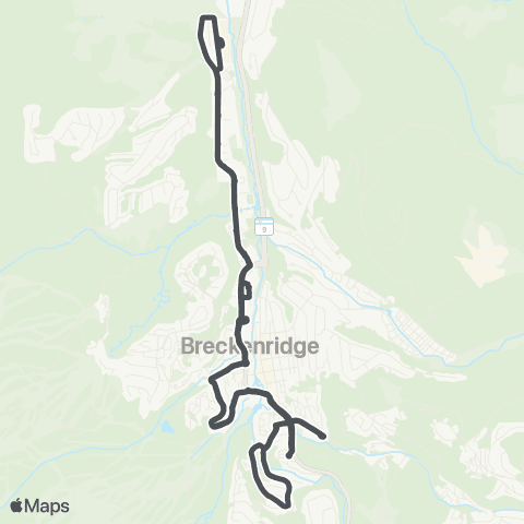 Breck Free Ride serving Beaver Run, Warrior's Mark, City Market, Airport Rd (Summer Only) map