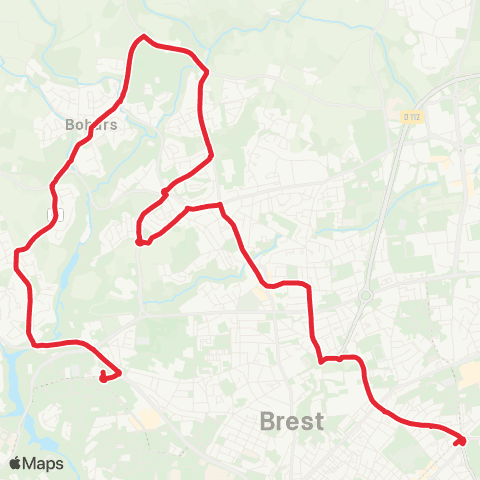 Bibus Brest le Bergot - Brest Strasbourg map