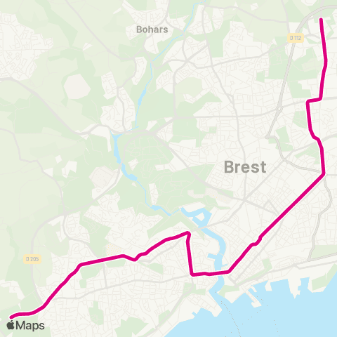 Bibus Pte de Plouzané - Portes de Gouesnou / Guipavas map
