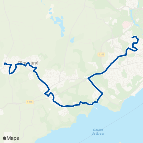 Bibus Scolaires Plouzané Bourg - Brest Amiral Ronarc'H map