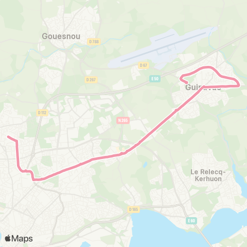 Bibus Scolaires Guipavas Anne de Bretagne - Brest Croix Rouge Chalotais / Lanroze map