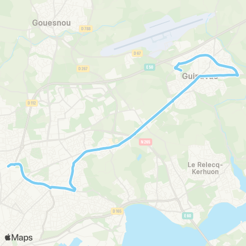 Bibus Scolaires Guipavas Anne de Bretagne - Brest Croix Rouge Chatolais map