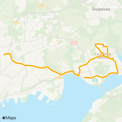 Bibus Scolaires Le Relecq-Kerhuon Baradozic - Brest Croix Rouge Chalotais / Lanroze map