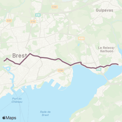 Bibus Brest Cité U - le Relecq-Kerhuon le Passage map