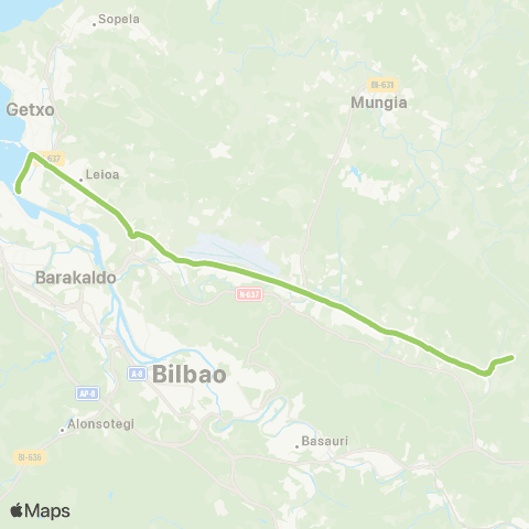 Bizkaibus Areeta / las Arenas-Larrabetzu map