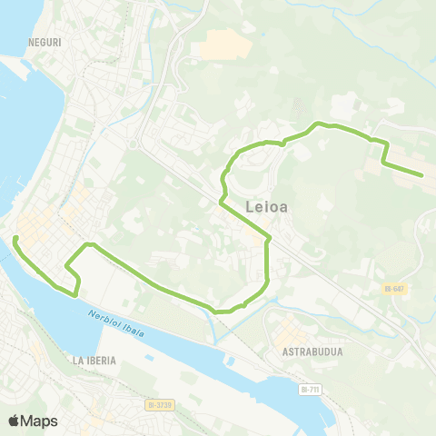 Bizkaibus Bizkaia Zubia / Puente Bizkaia - Upv / Ehu map