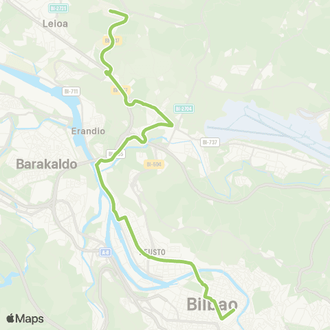 Bizkaibus Bilbao-Erandiogoikoa-Upv / Ehu map