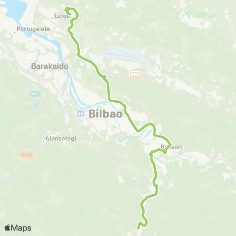 Bizkaibus Ugao Miraballes-Basauri-Etxebarri-Upv / Ehu map
