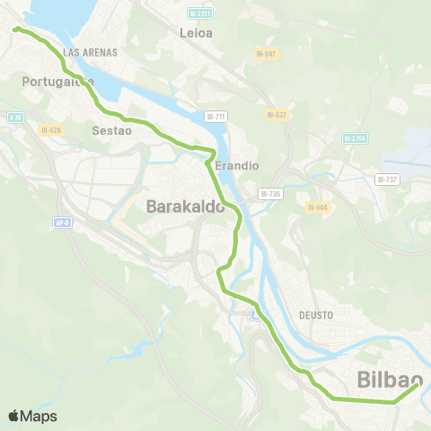 Bizkaibus Bilbao-Santurtzi map