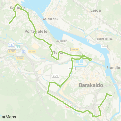 Bizkaibus Lutxana-Gurutzeta / Cruces-Santurtzi map