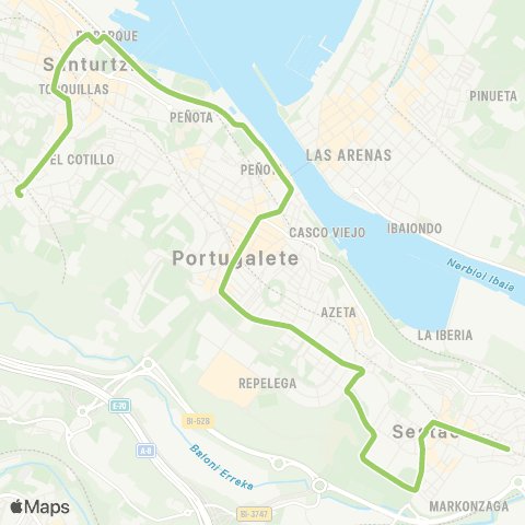 Bizkaibus Sestao-Cabieces map