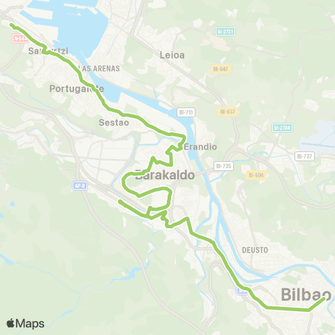 Bizkaibus Bilbao-Barakaldo-Santurtzi map