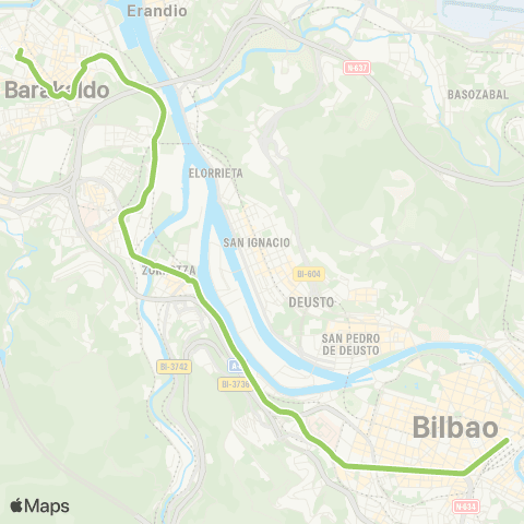 Bizkaibus Bilbao-Barakaldo map