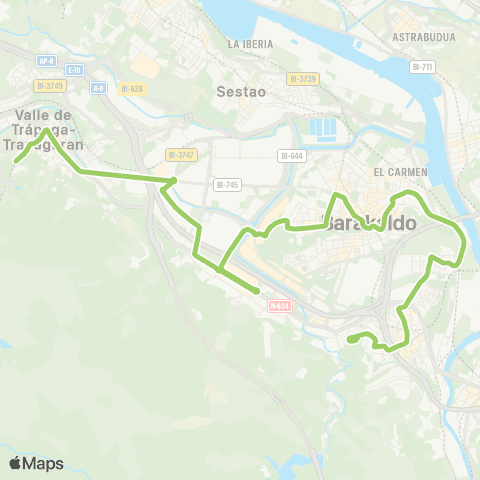 Bizkaibus Gurutzeta / Cruces-Bagatza-Valle de Trapaga Trapagaran map