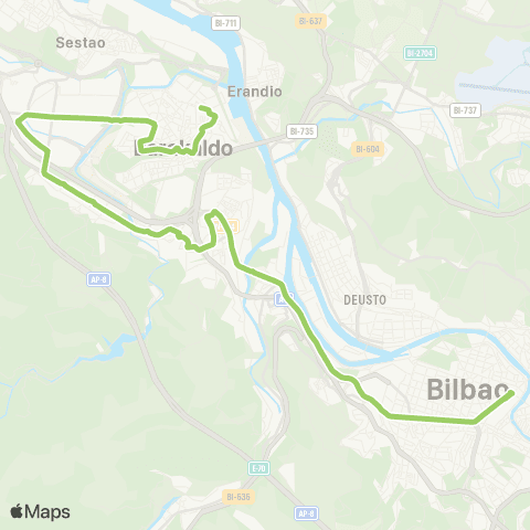 Bizkaibus Bilbao - Gurutzeta / Cruces - Barakaldo (Ugarte) map