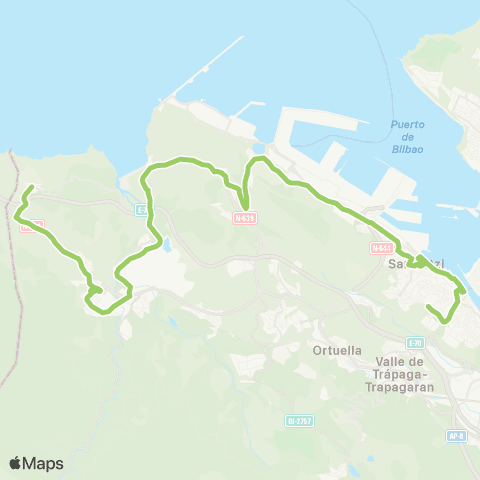 Bizkaibus Portugalete-Zierbena-la Arena-Muskiz map