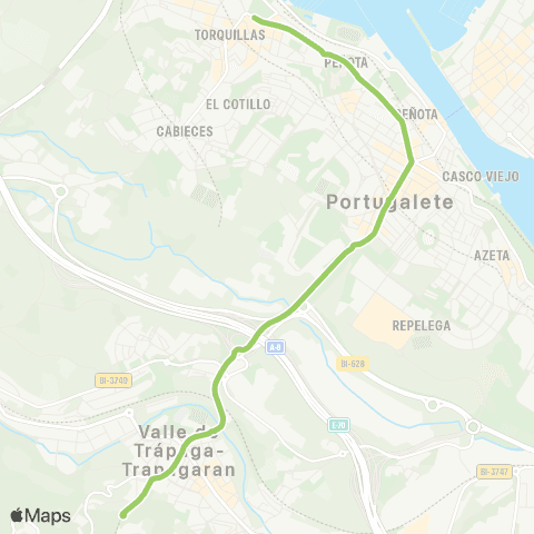 Bizkaibus Valle de Trapaga Trapagaran - Santurtzi map