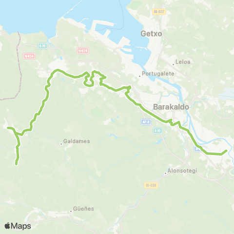 Bizkaibus Bilbao-Muskiz map