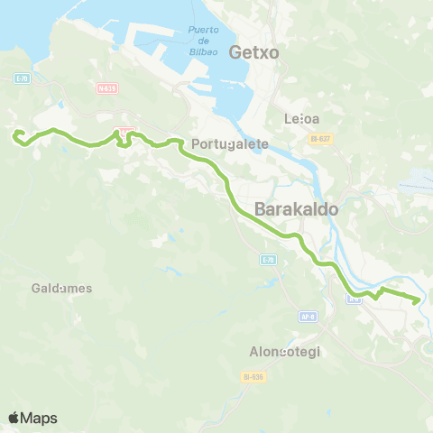 Bizkaibus Bilbao - Abanto Zierbena - Muskiz (Autopista) map