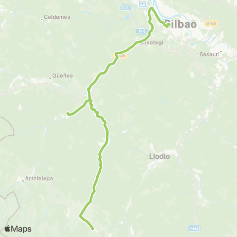 Bizkaibus Bilbao-Sodupe-Arrespalditza / Respaldiza map