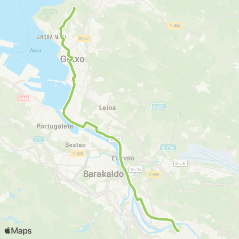 Bizkaibus Bilbao-Getxo-Azkorri map