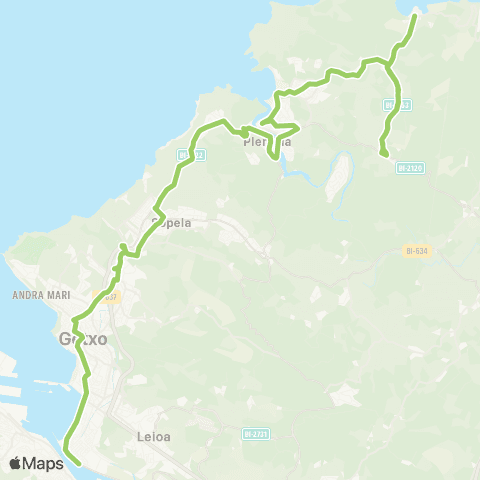 Bizkaibus Areeta / las Arenas-Armintza map