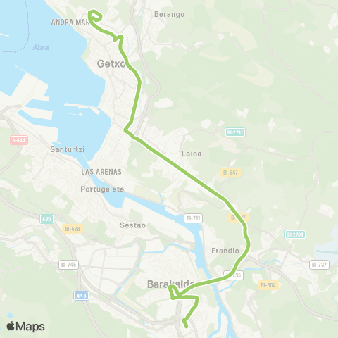 Bizkaibus Getxo-Gurutzeta / Cruces (Faduratik / por Fadura) map