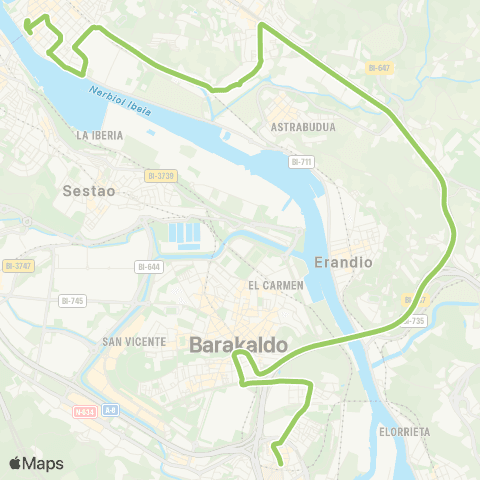 Bizkaibus Getxo-Gurutzeta / Cruces (Areetatik / Desde las Arenas) map
