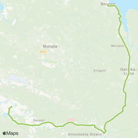 Bizkaibus Bilbao-Amorebieta Etxano-Gernika Lumo-Bermeo map