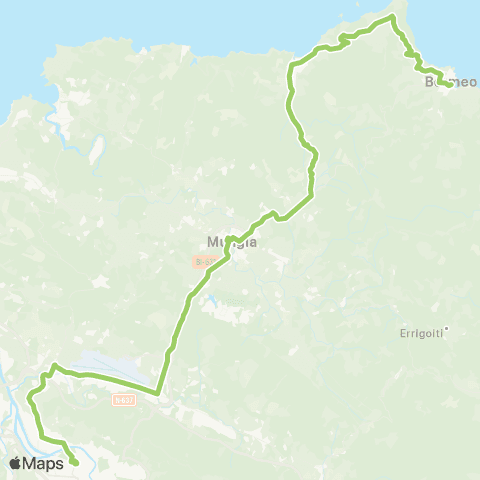 Bizkaibus Bilbao-Derio-Mungia map