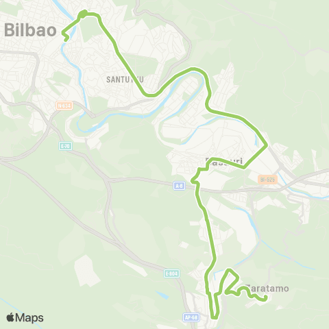 Bizkaibus Bilbao-Etxebarri-Basauri-San Miguel (Begoña) map