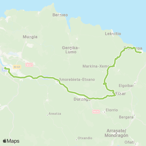 Bizkaibus Bilbao-Ermua-Ondarroa (Autopista) map