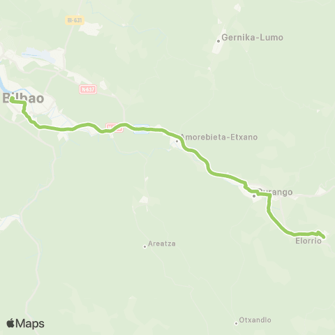 Bizkaibus Bilbao-Durango-Elorrio (Autopista) map