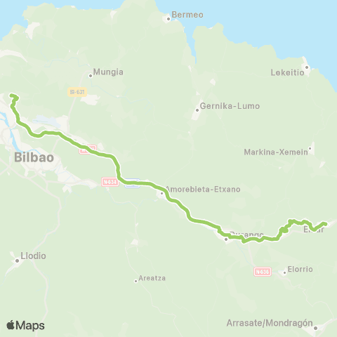 Bizkaibus Ermua - Durango - Upv / Ehu map
