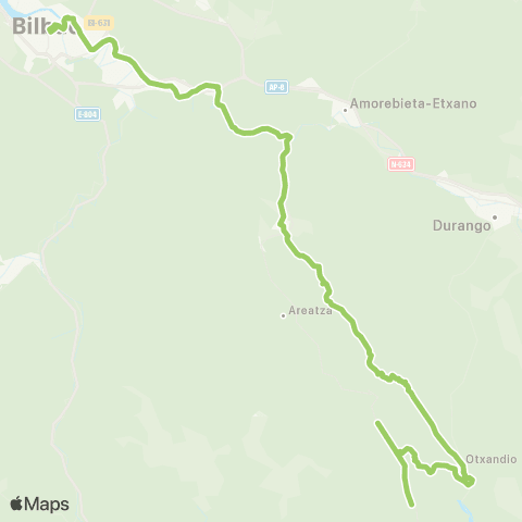 Bizkaibus Bilbao-Lemoa-Otxandio-Ubide map