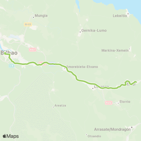 Bizkaibus Bilbao-Ermua-Eibar (Autopista) map