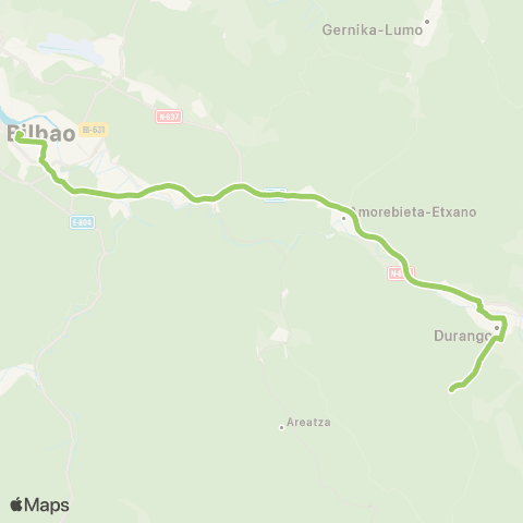 Bizkaibus Bilbao - Durango (Autopista) map