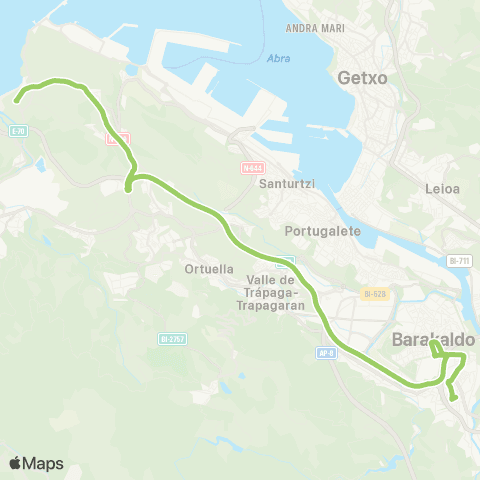 Bizkaibus Gurutzeta / Cruces-Barakaldo-la Arena map