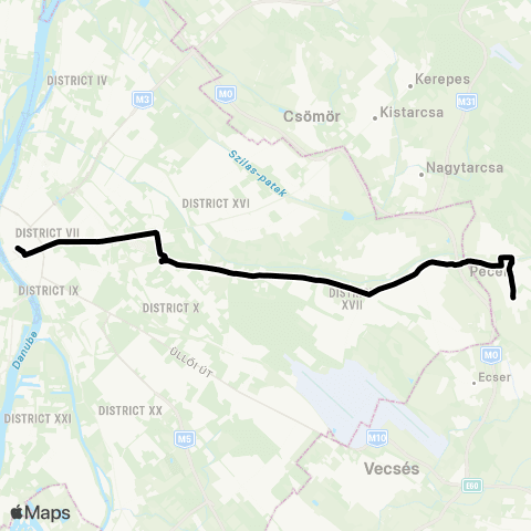 BKK Deák Ferenc Tér M / Pécel, Kun József Utca map