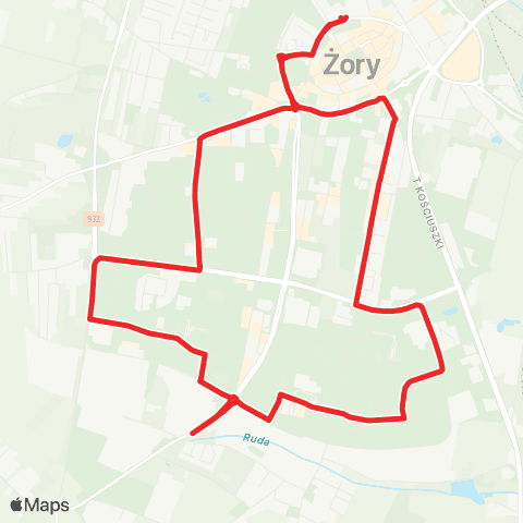 BKM Żory Żory Centrum Przesiadkowe - Żory Centrum Przesiadkowe map
