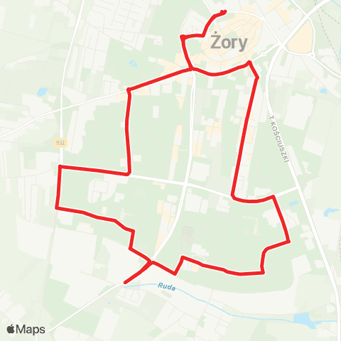 BKM Żory Żory Centrum Przesiadkowe - Żory Centrum Przesiadkowe map