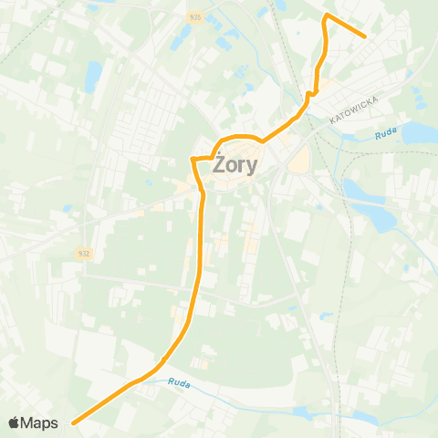 BKM Żory Al. Jana Pawła II - Bajerówka - Boczna - Klonowa map