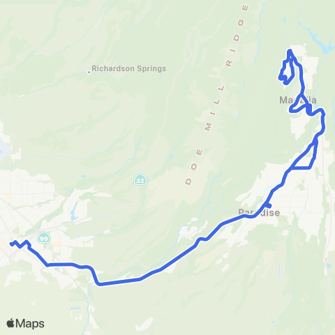 Butte Regional Transit Magalia - Chico map