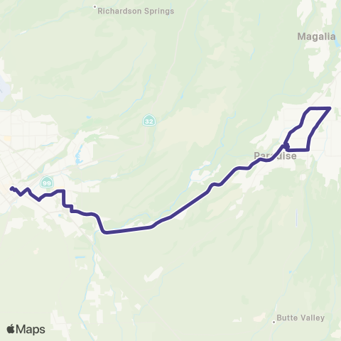 Butte Regional Transit Paradise - Chico map