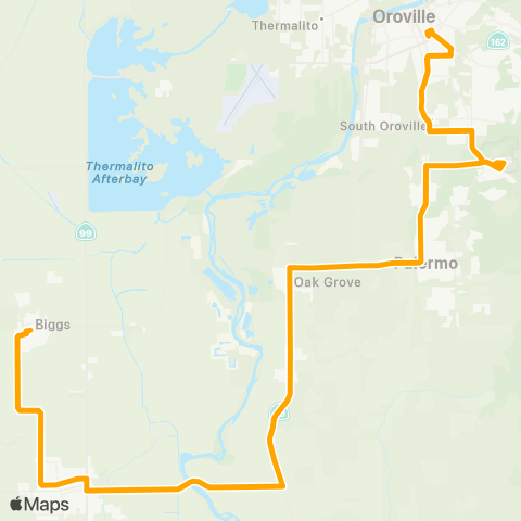 Butte Regional Transit Oroville - Biggs map