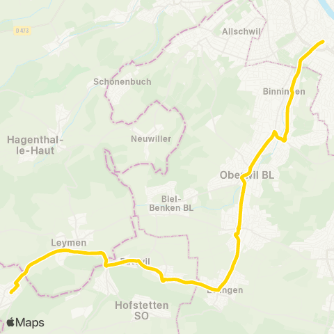 BLT - Baselland Transport Rodersdorf, Station - Basel, Heuwaage map