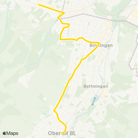 BLT - Baselland Transport Oberwil BL, Zentrum - Allschwil, Letten map