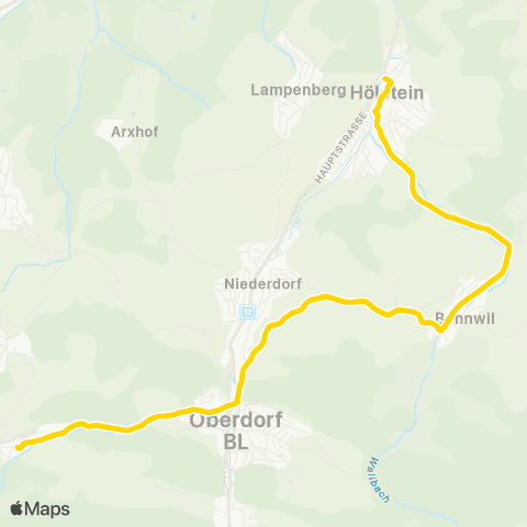 BLT - Baselland Transport Hölstein, Station - Liedertswil, Dorf map
