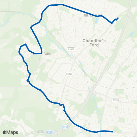 Bluestar School Routes Castle Lane - Thornden School Grounds map